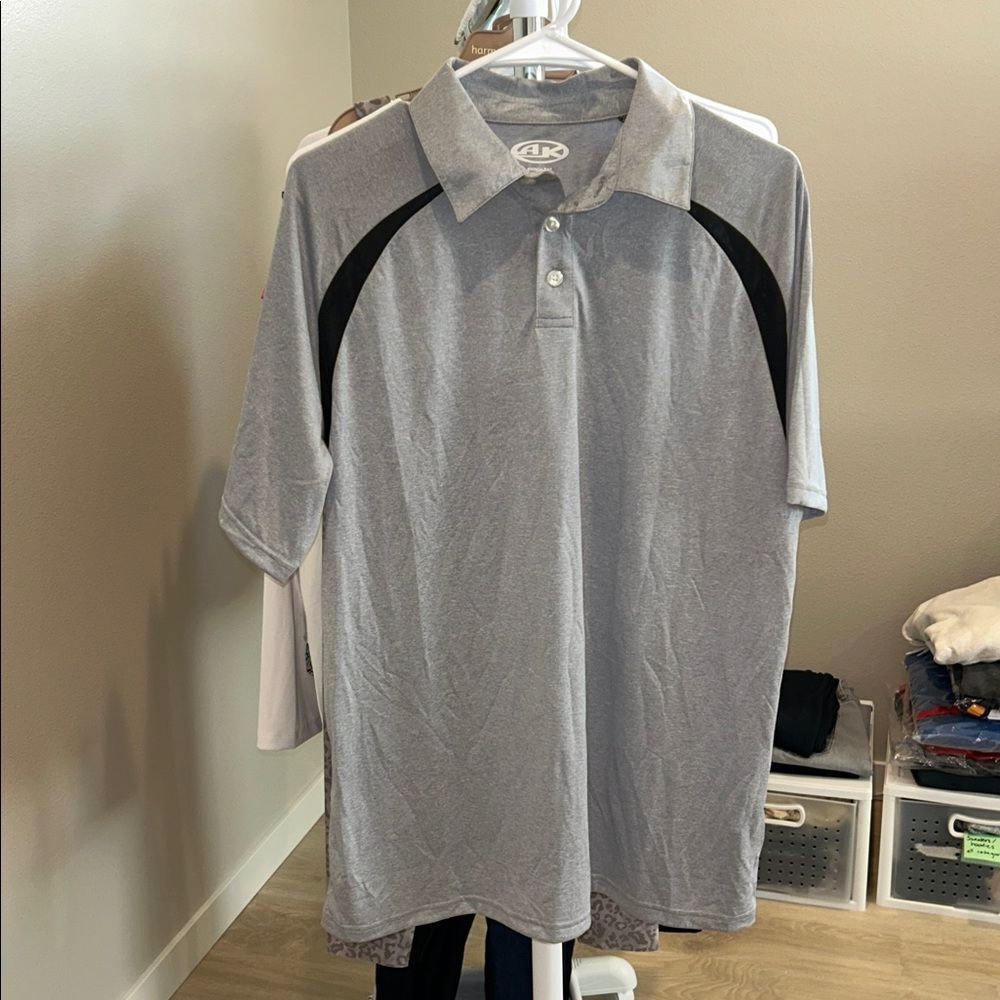 Men’s Grey Polo Shirt with Black Stripe Detail, NWOT, Size Medium - Picture 3 of 5